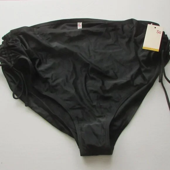 SO Ruched Side High Waist Bikini Bottom Black Juniors Plus Size 3X NWT - Picture 3 of 6